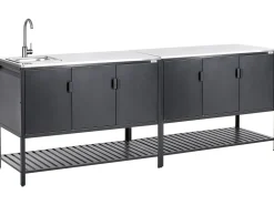 Set cucina da esterno 2 elementi con lavello MAENZA Metallo Nero