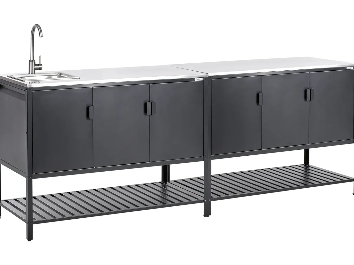Set cucina da esterno 2 elementi con lavello MAENZA Metallo Nero