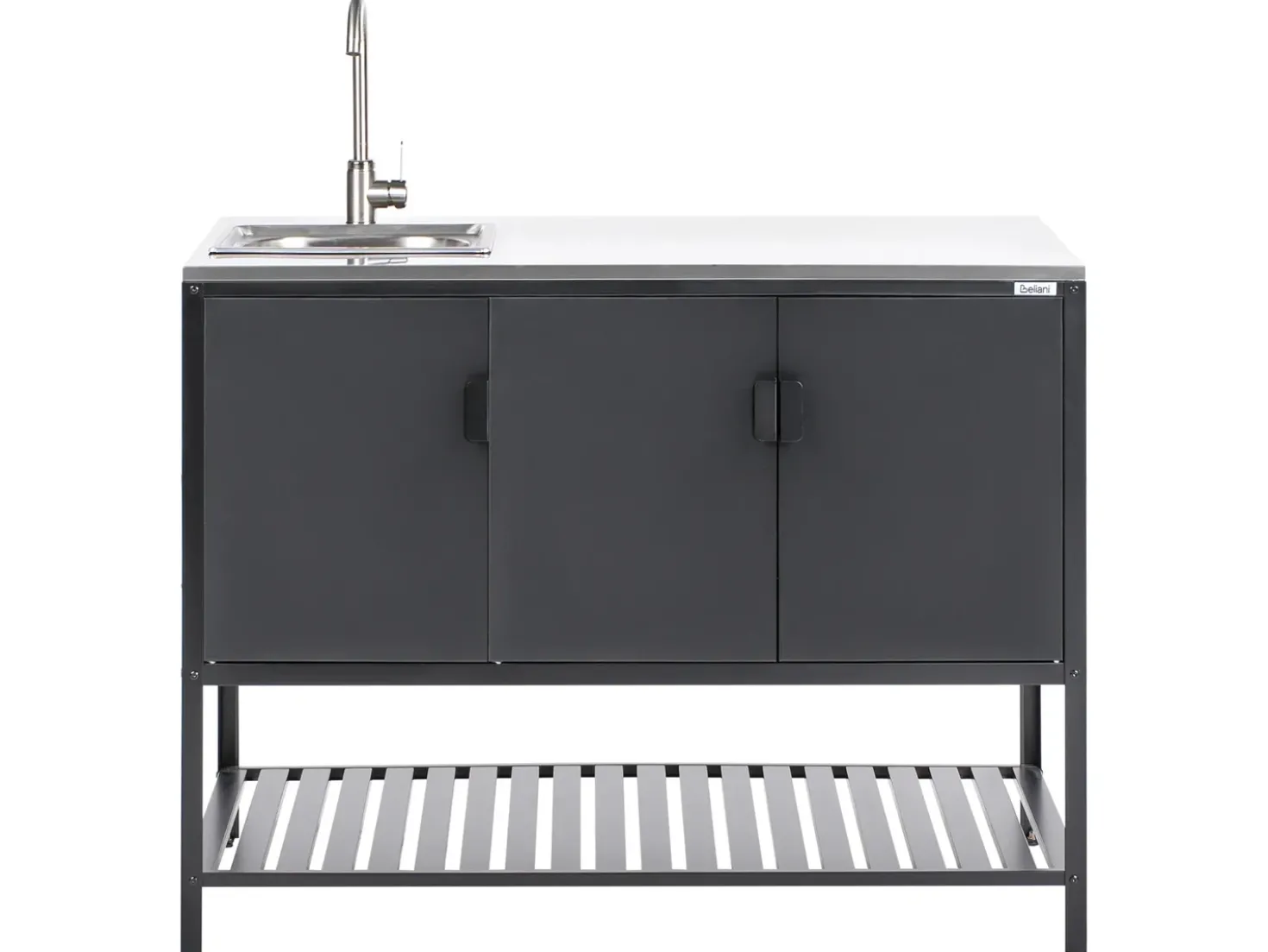 Set cucina da esterno 2 elementi con lavello MAENZA Metallo Nero