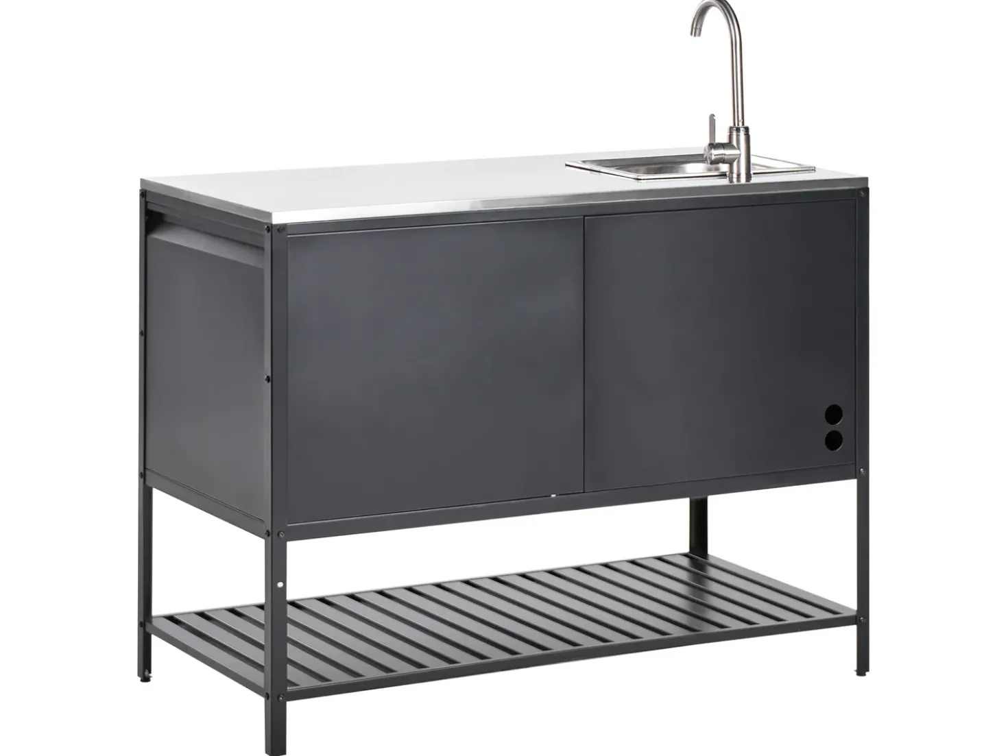 Set cucina da esterno 2 elementi con lavello MAENZA Metallo Nero