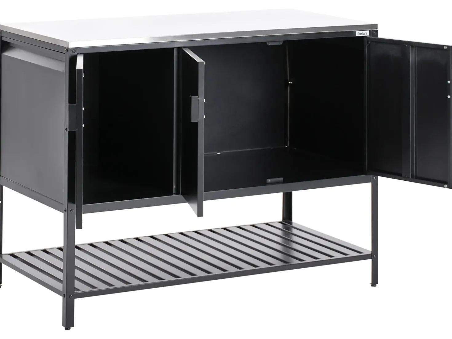 Set cucina da esterno 2 elementi con lavello MAENZA Metallo Nero