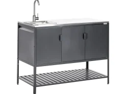 Set cucina da esterno 2 elementi con lavello MAENZA Metallo Nero