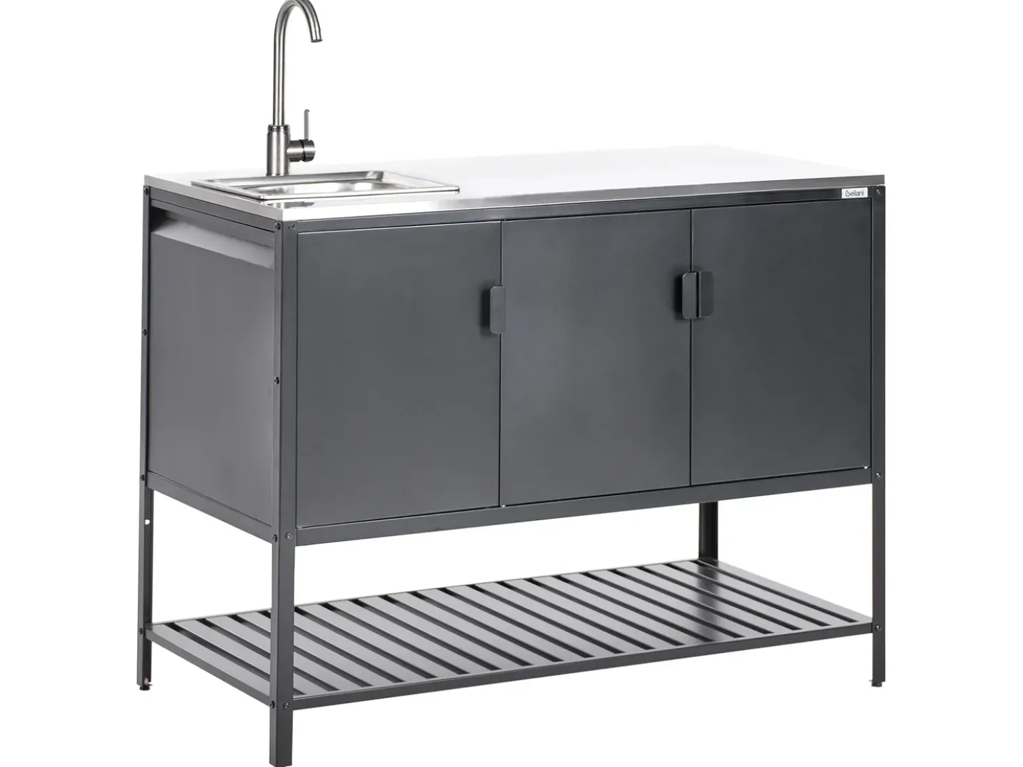 Set cucina da esterno 2 elementi con lavello MAENZA Metallo Nero