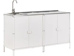Set cucina da esterno 2 elementi con lavello VILAMA Metallo Bianco
