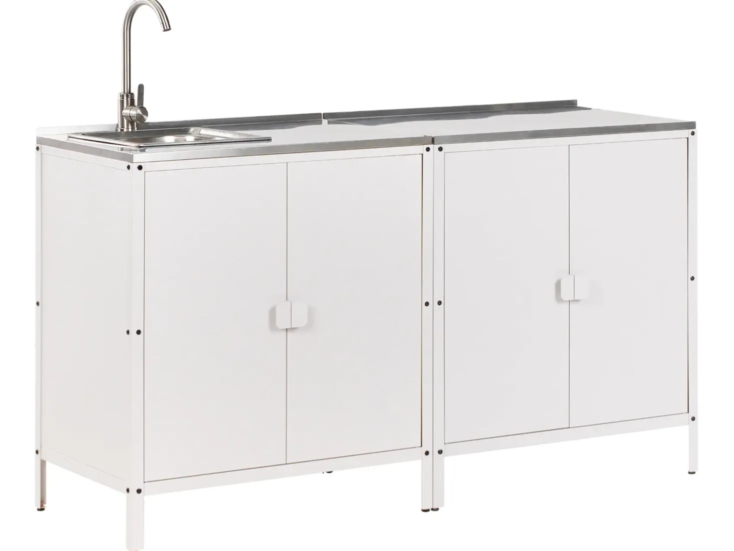 Set cucina da esterno 2 elementi con lavello VILAMA Metallo Bianco