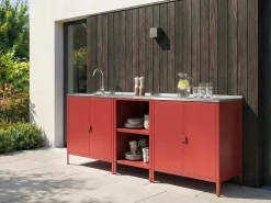 Set cucina da esterno 3 elementi con lavello VILAMA Metallo Rosso