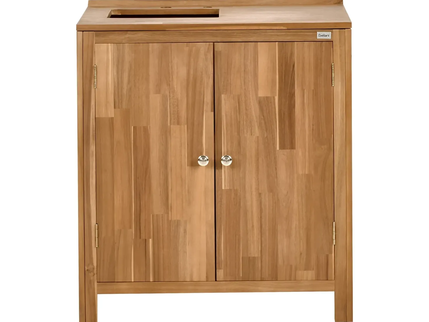 Set cucina da esterno 3 elementi con lavello VENOSA Legno d'acacia Marrone/Nero