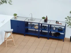 Set cucina da esterno 4 elementi con lavello VILAMA Metallo Blu
