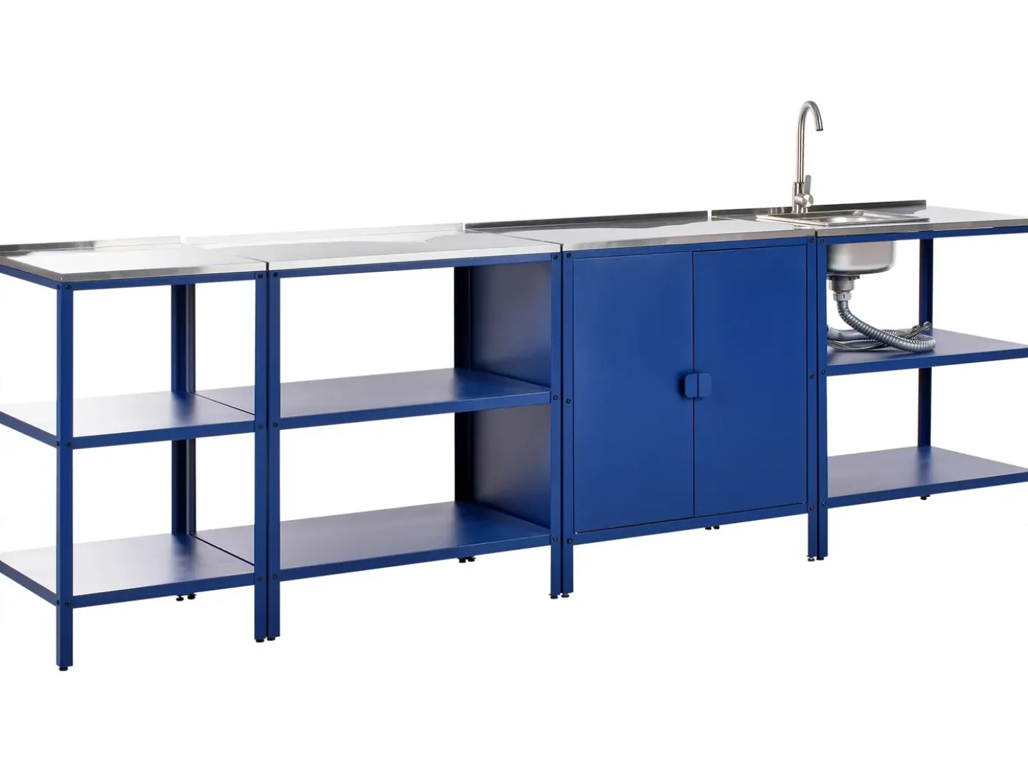 Set cucina da esterno 4 elementi con lavello VILAMA Metallo Blu