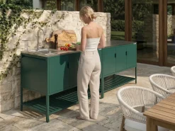 Set cucina da esterno 2 elementi con lavello MAENZA Metallo Verde