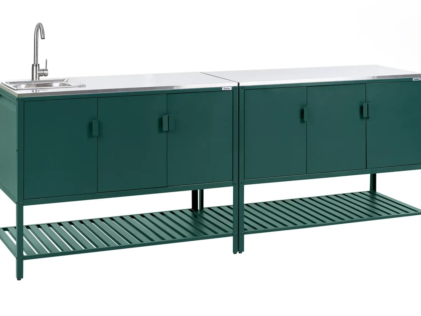 Set cucina da esterno 2 elementi con lavello MAENZA Metallo Verde