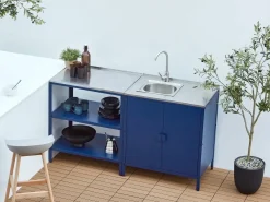 Set cucina da esterno 2 elementi con lavello VILAMA Metallo Blu