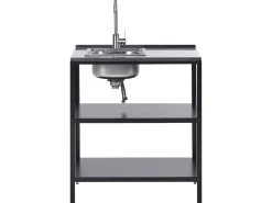 Set cucina da esterno 4 elementi con lavello VILAMA Metallo Nero
