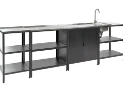 Set cucina da esterno 4 elementi con lavello VILAMA Metallo Nero