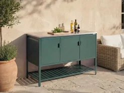Set cucina da esterno 3 elementi con lavello MAENZA Metallo Verde