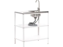 Set cucina da esterno 3 elementi con lavello VILAMA Metallo Bianco