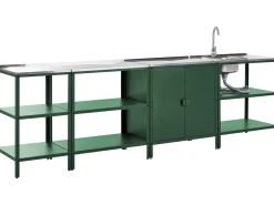 Set cucina da esterno 4 elementi con lavello VILAMA Metallo Verde