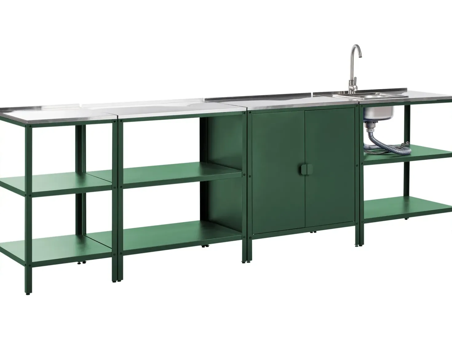 Set cucina da esterno 4 elementi con lavello VILAMA Metallo Verde