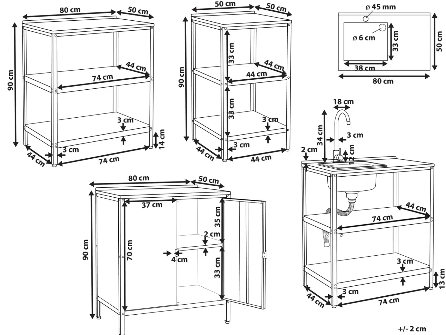 Set cucina da esterno 4 elementi con lavello VILAMA Metallo Verde