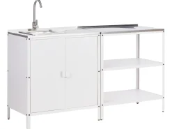 Set cucina da esterno 2 elementi con lavello VILAMA Metallo Bianco