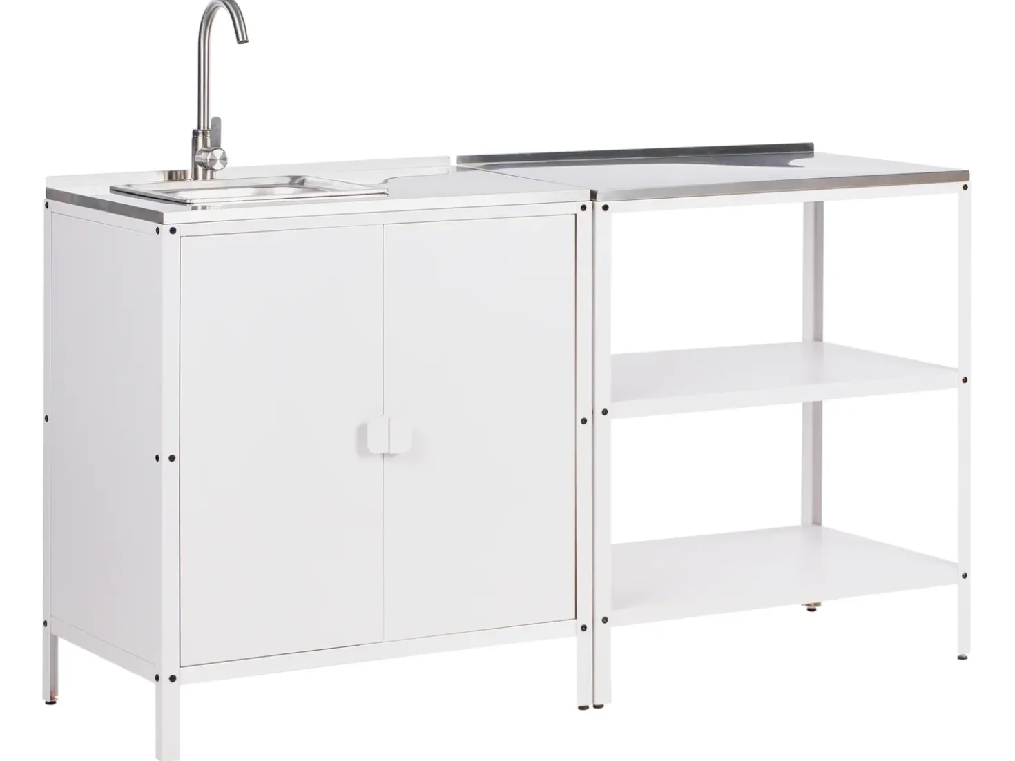 Set cucina da esterno 2 elementi con lavello VILAMA Metallo Bianco