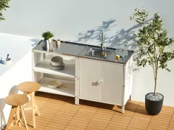 Set cucina da esterno 2 elementi con lavello VILAMA Metallo Bianco