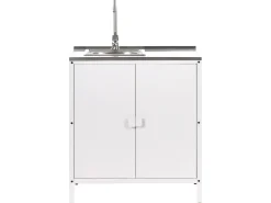 Set cucina da esterno 2 elementi con lavello VILAMA Metallo Bianco
