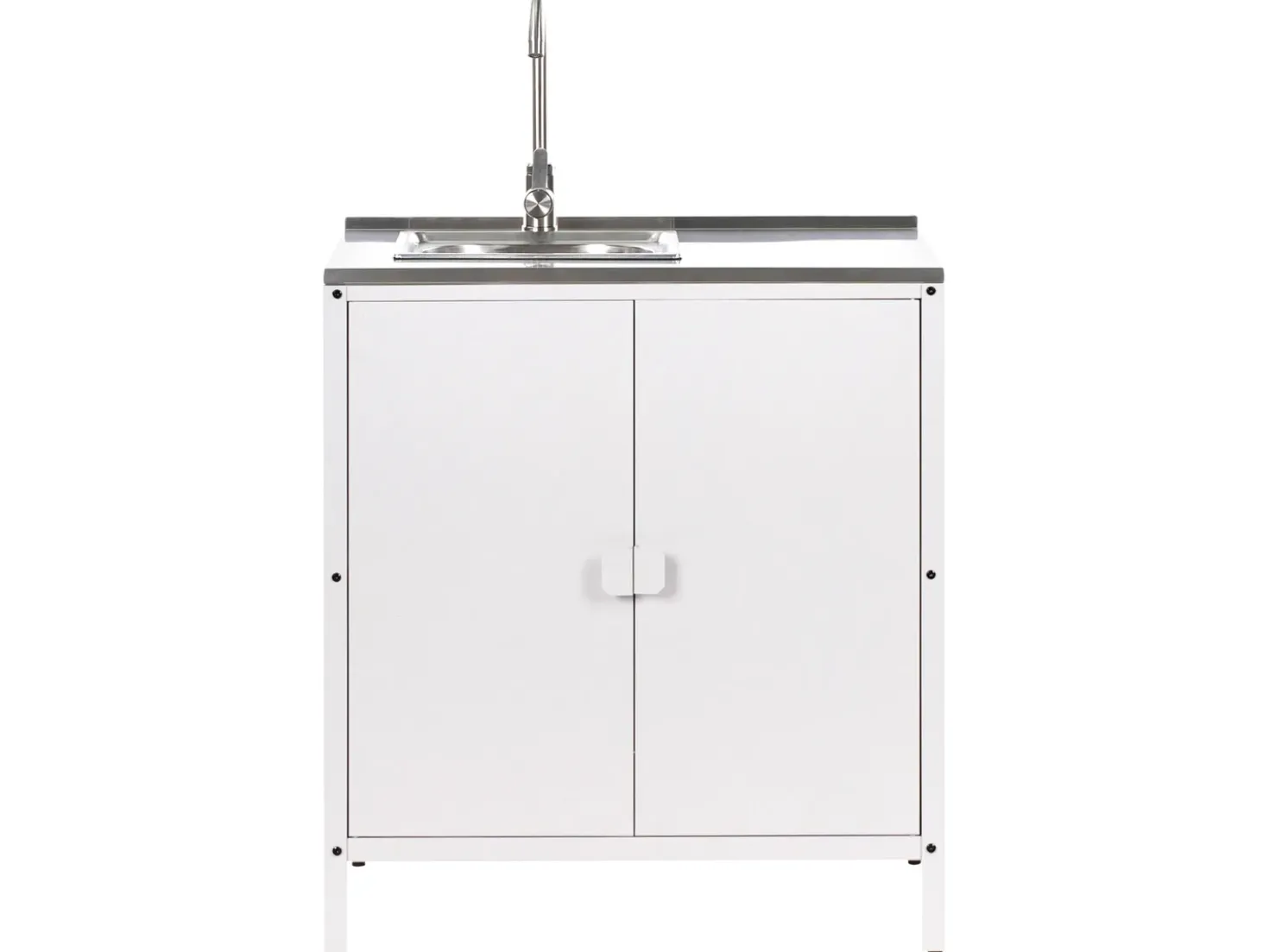 Set cucina da esterno 2 elementi con lavello VILAMA Metallo Bianco