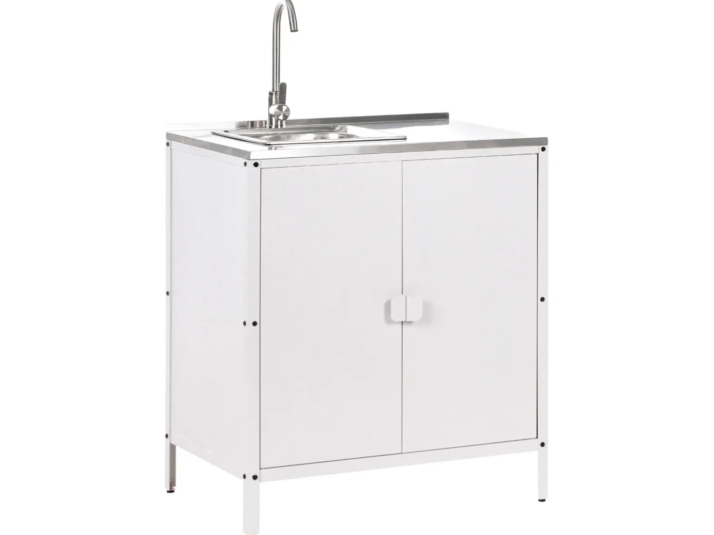 Set cucina da esterno 2 elementi con lavello VILAMA Metallo Bianco