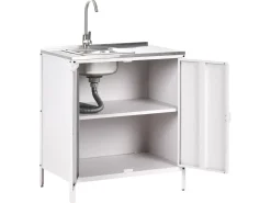 Set cucina da esterno 2 elementi con lavello VILAMA Metallo Bianco