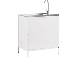 Set cucina da esterno 2 elementi con lavello VILAMA Metallo Bianco