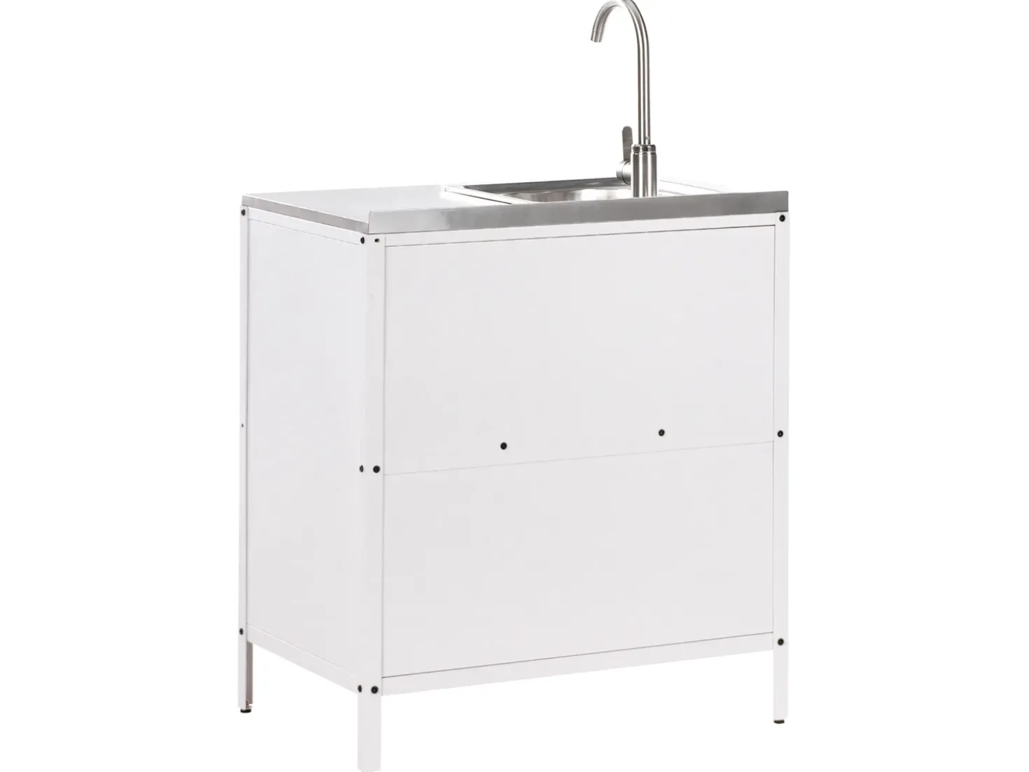Set cucina da esterno 2 elementi con lavello VILAMA Metallo Bianco