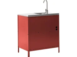 Set cucina da esterno 2 elementi con lavello VILAMA Metallo Rosso