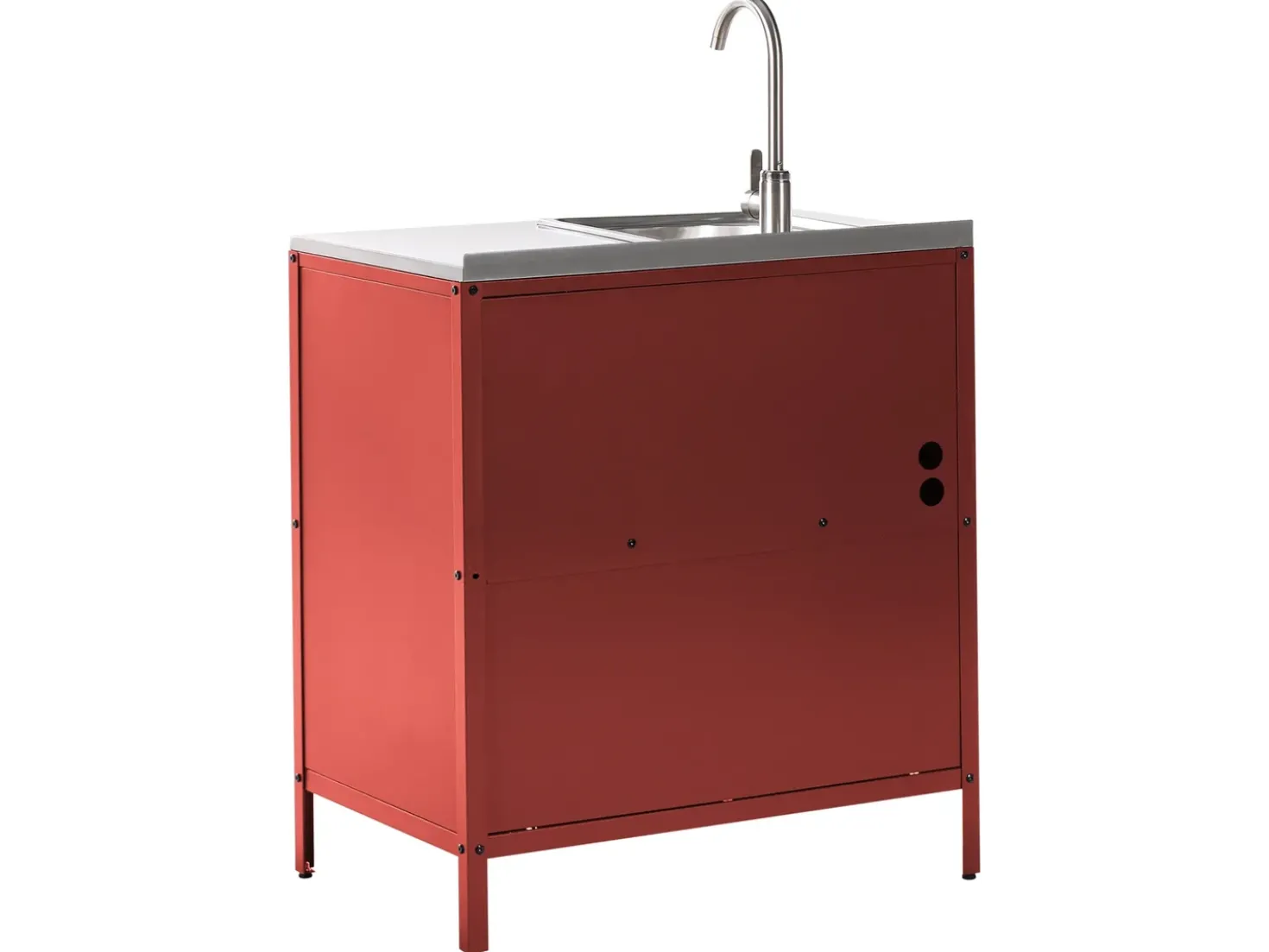 Set cucina da esterno 2 elementi con lavello VILAMA Metallo Rosso