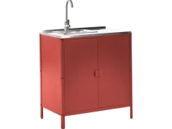 Set cucina da esterno 2 elementi con lavello VILAMA Metallo Rosso