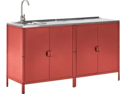 Set cucina da esterno 2 elementi con lavello VILAMA Metallo Rosso