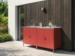 Set cucina da esterno 2 elementi con lavello VILAMA Metallo Rosso