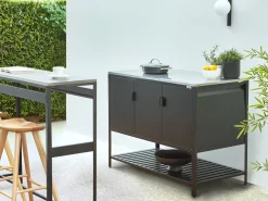 Set cucina da esterno 2 elementi con tavolo da bar MAENZA Metallo Nero