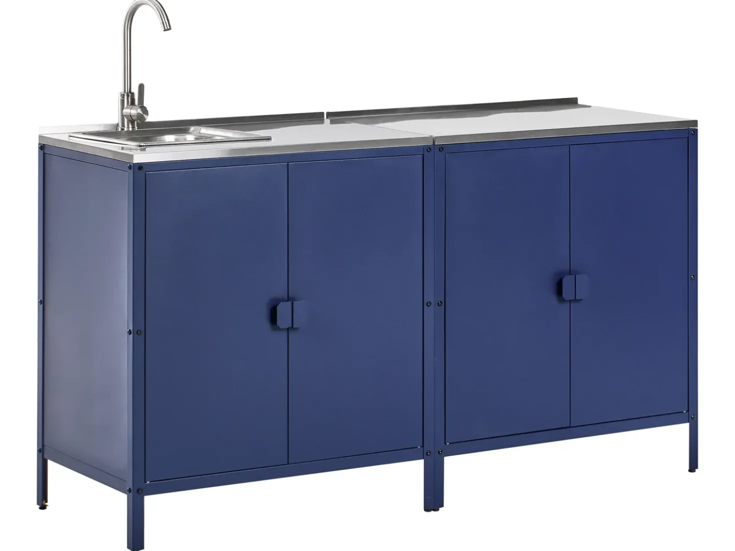 Set cucina da esterno 2 elementi con lavello VILAMA Metallo Blu