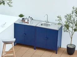 Set cucina da esterno 2 elementi con lavello VILAMA Metallo Blu