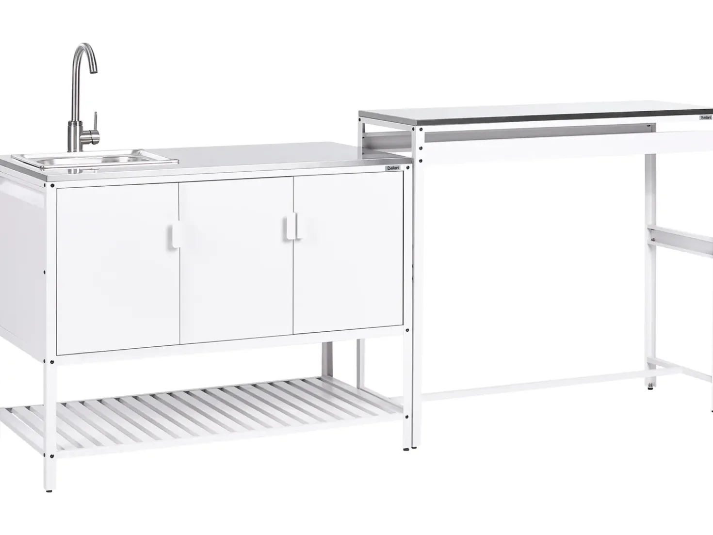 Set cucina da esterno 2 elementi con lavello MAENZA Metallo Bianco