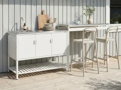 Set cucina da esterno 2 elementi con lavello MAENZA Metallo Bianco