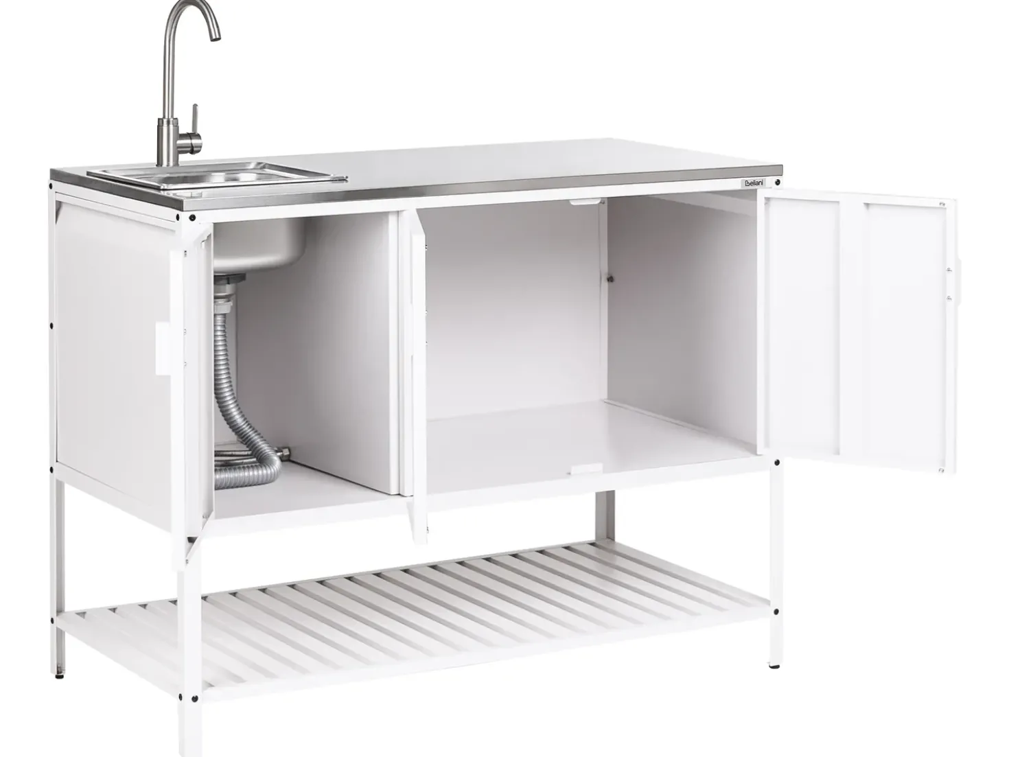 Set cucina da esterno 2 elementi con lavello MAENZA Metallo Bianco