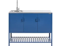 Set cucina da esterno 2 elementi con lavello MAENZA Metallo Blu