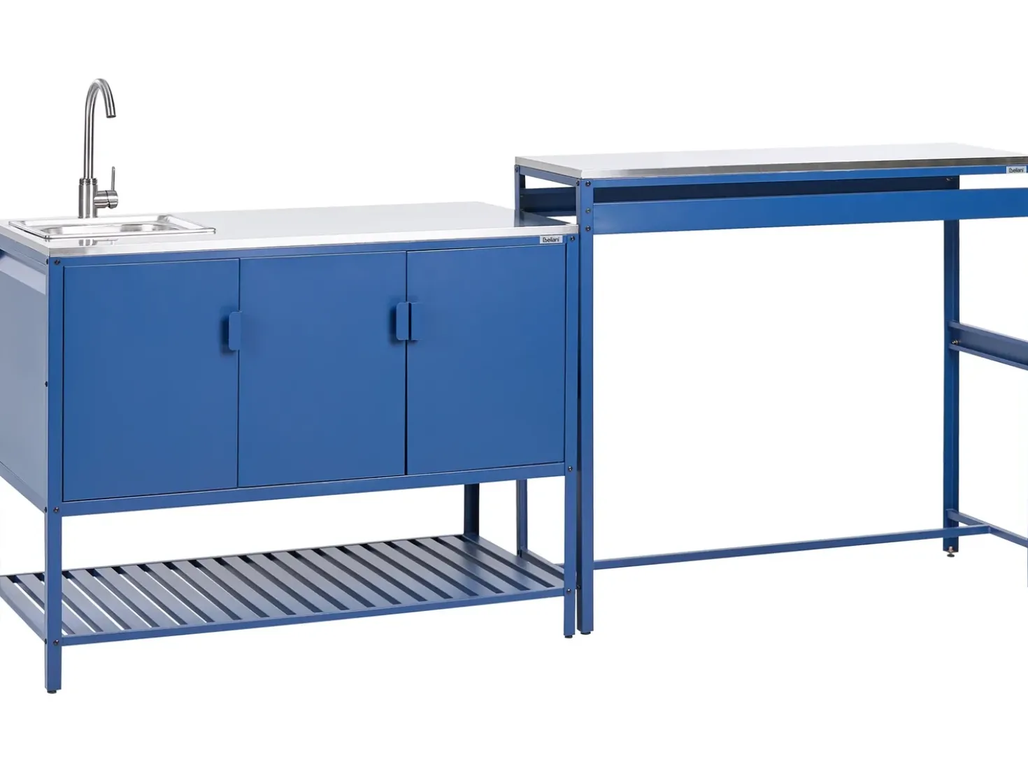 Set cucina da esterno 2 elementi con lavello MAENZA Metallo Blu