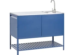 Set cucina da esterno 2 elementi con lavello MAENZA Metallo Blu