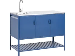Set cucina da esterno 2 elementi con lavello MAENZA Metallo Blu
