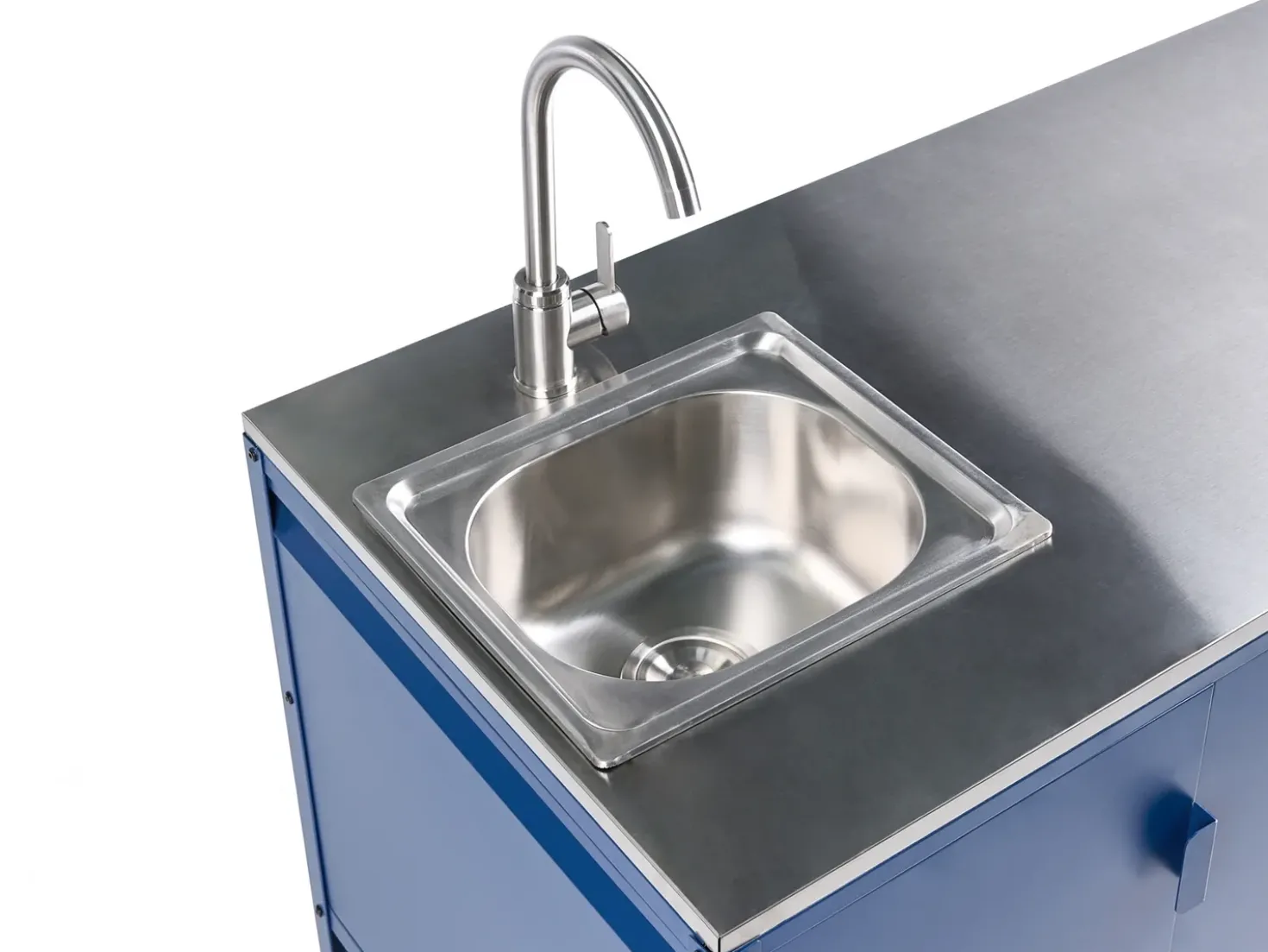 Set cucina da esterno 2 elementi con lavello MAENZA Metallo Blu