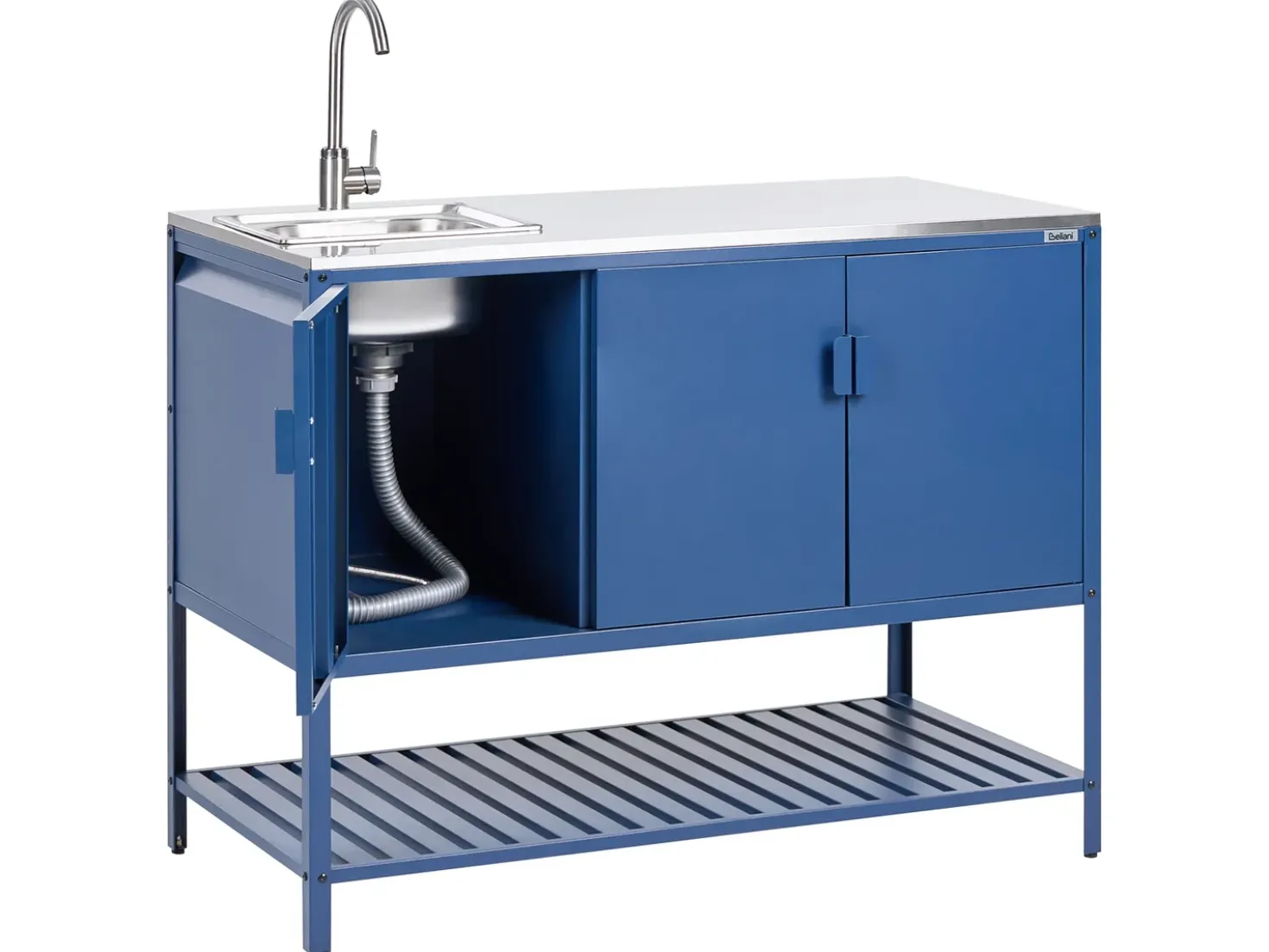 Set cucina da esterno 2 elementi con lavello MAENZA Metallo Blu