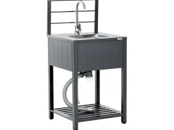 Set cucina da esterno 4 elementi con lavello VIGGIANO Metallo Grigio grafite